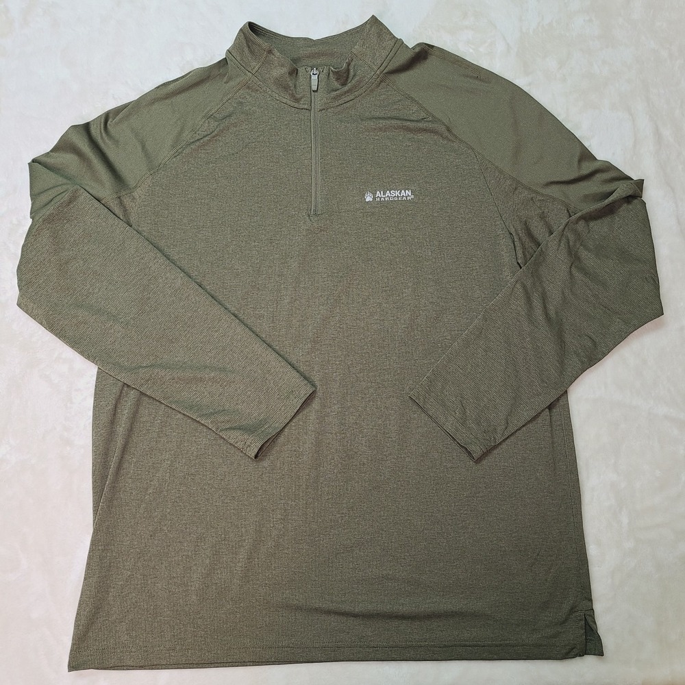 Alaskan Hardgear 1/4 Zip Mens Large Olive Duluth Trading Tun Dry Long Sleeve